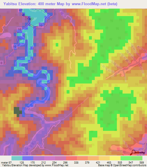 Yabitsu,Japan Elevation Map