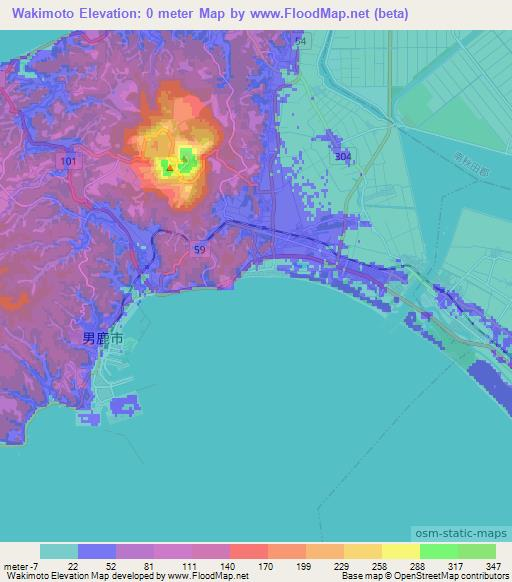Wakimoto,Japan Elevation Map