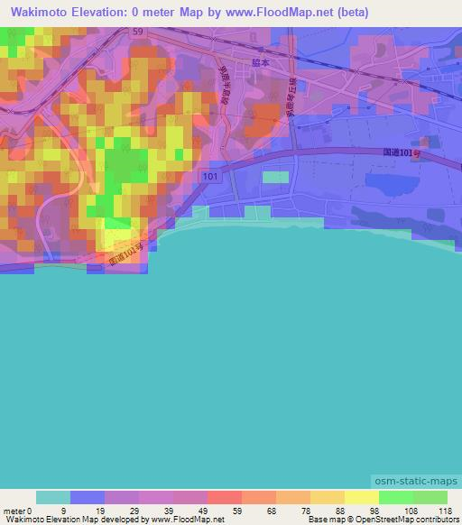 Wakimoto,Japan Elevation Map