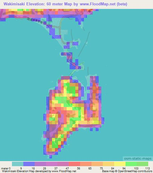 Wakimisaki,Japan Elevation Map