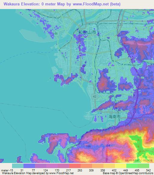 Wakaura,Japan Elevation Map
