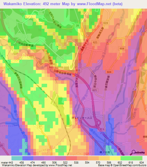 Wakamiko,Japan Elevation Map
