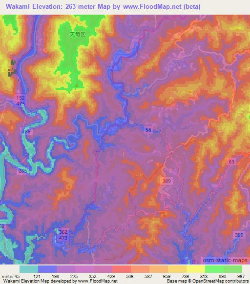 Wakami,Japan Elevation Map
