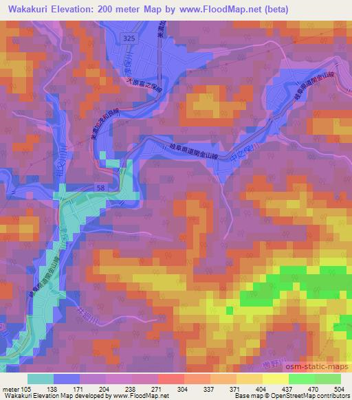 Wakakuri,Japan Elevation Map