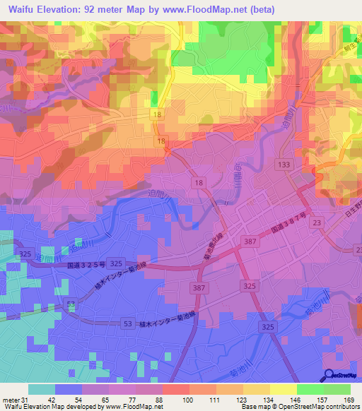 Waifu,Japan Elevation Map