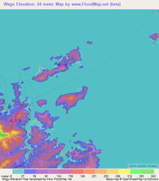 Wagu,Japan Elevation Map