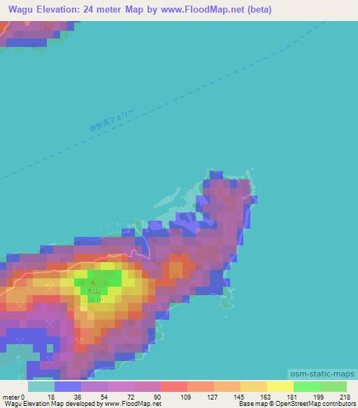 Wagu,Japan Elevation Map