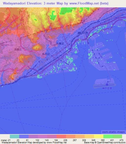Wadayamadori,Japan Elevation Map