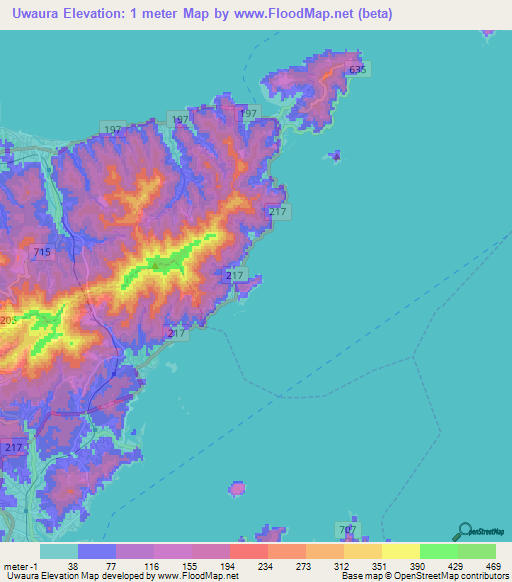 Uwaura,Japan Elevation Map
