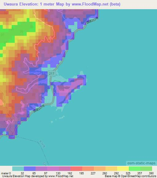 Uwaura,Japan Elevation Map