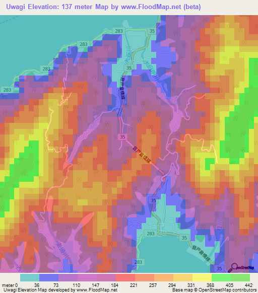 Uwagi,Japan Elevation Map