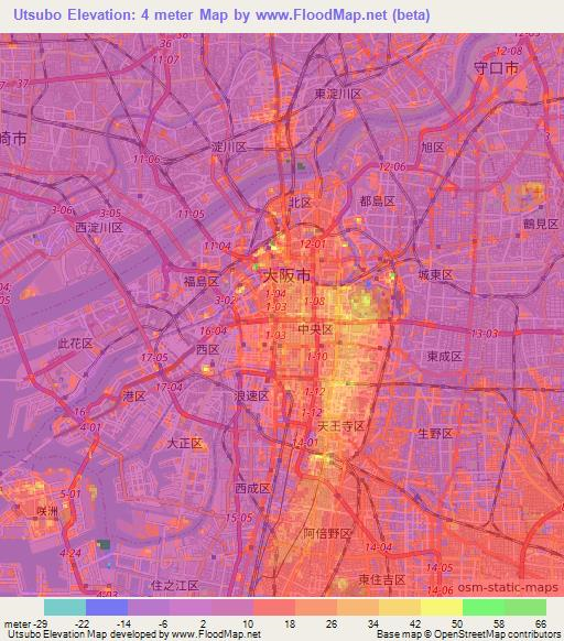 Utsubo,Japan Elevation Map