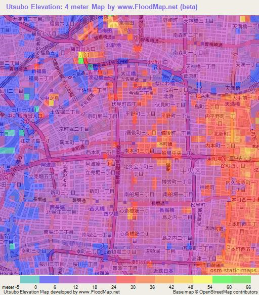 Utsubo,Japan Elevation Map