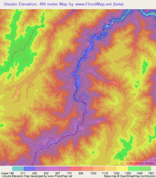 Utsubo,Japan Elevation Map