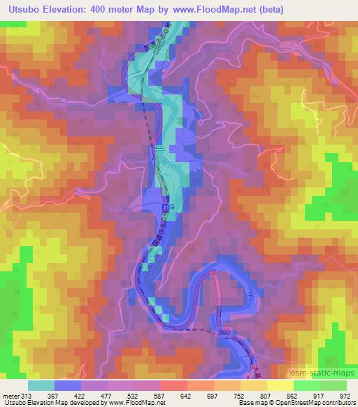 Utsubo,Japan Elevation Map
