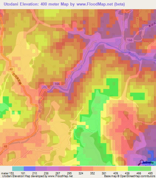 Utodani,Japan Elevation Map