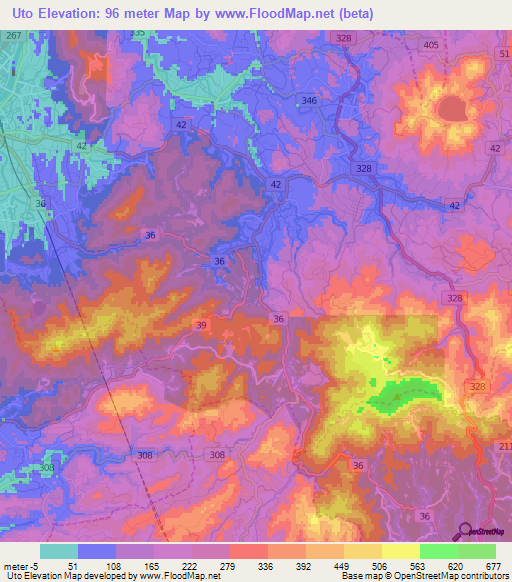 Uto,Japan Elevation Map