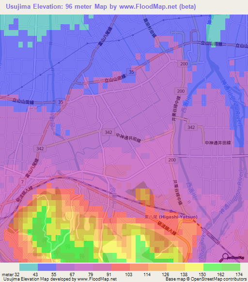 Usujima,Japan Elevation Map