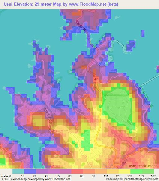 Usui,Japan Elevation Map