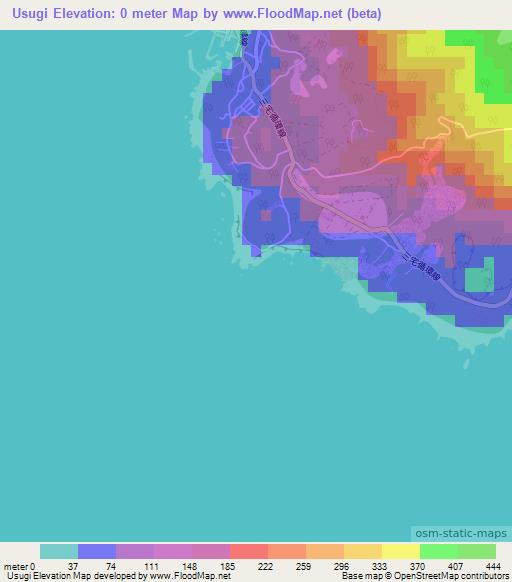 Usugi,Japan Elevation Map