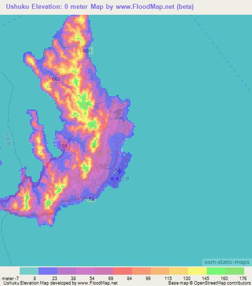 Ushuku,Japan Elevation Map