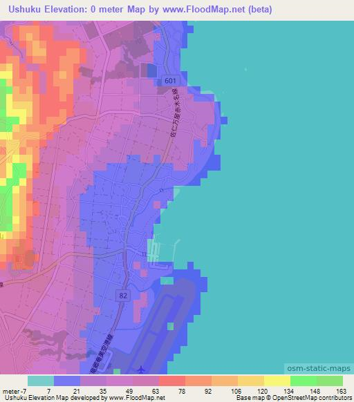 Ushuku,Japan Elevation Map
