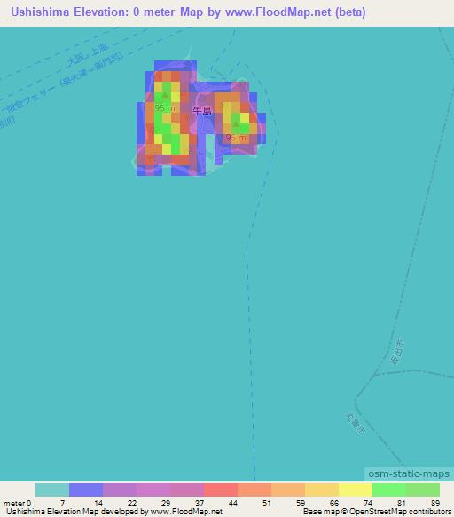 Ushishima,Japan Elevation Map