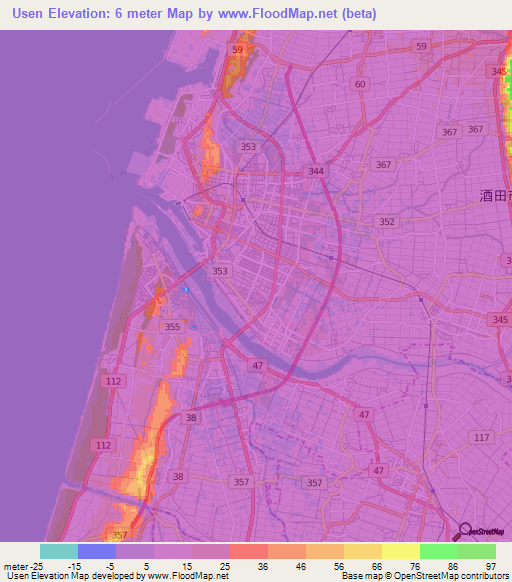 Usen,Japan Elevation Map