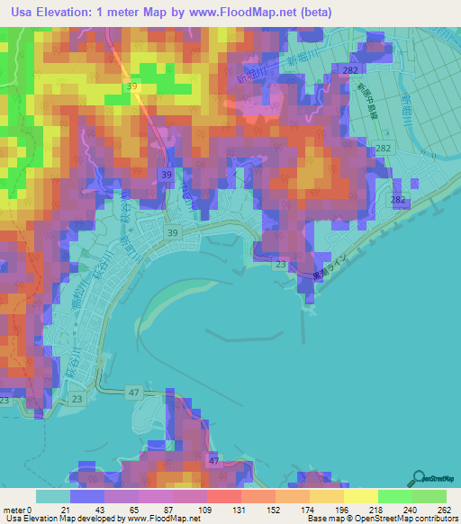 Usa,Japan Elevation Map
