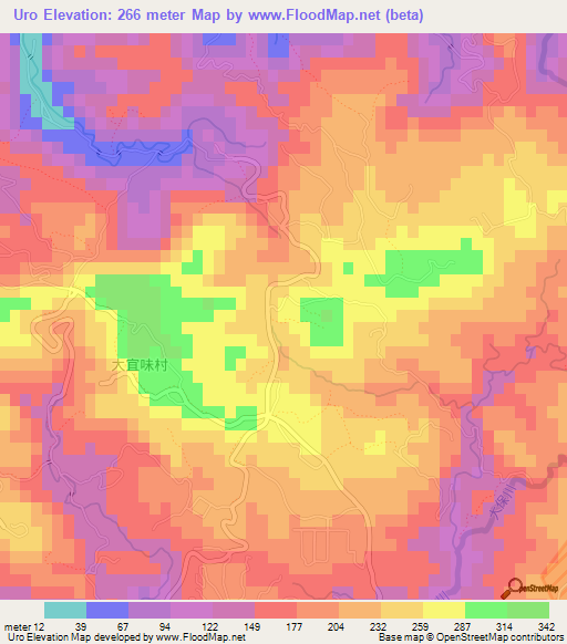 Uro,Japan Elevation Map