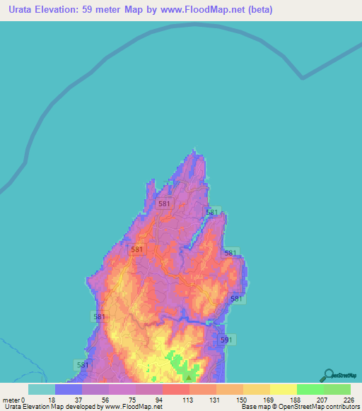 Urata,Japan Elevation Map