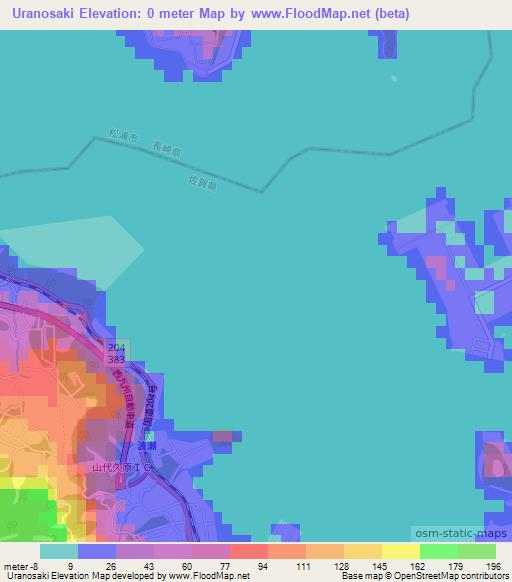 Uranosaki,Japan Elevation Map