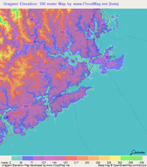 Uragami,Japan Elevation Map