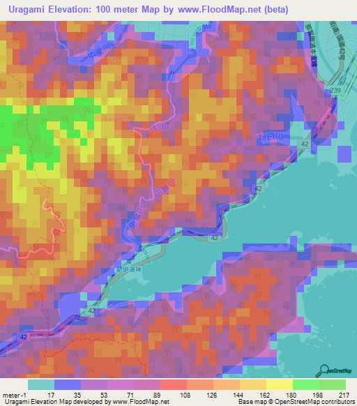 Uragami,Japan Elevation Map