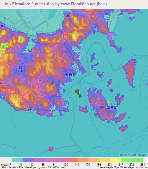 Uno,Japan Elevation Map