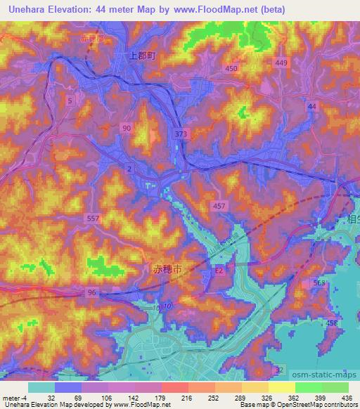 Unehara,Japan Elevation Map