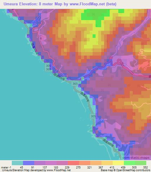 Umeura,Japan Elevation Map