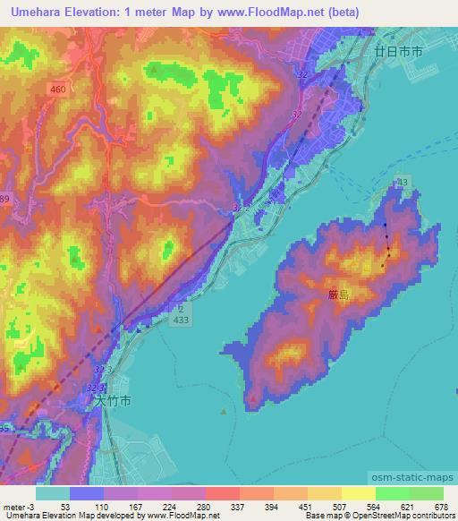 Umehara,Japan Elevation Map