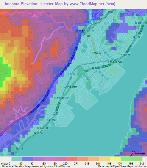Umehara,Japan Elevation Map