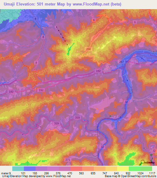 Umaji,Japan Elevation Map
