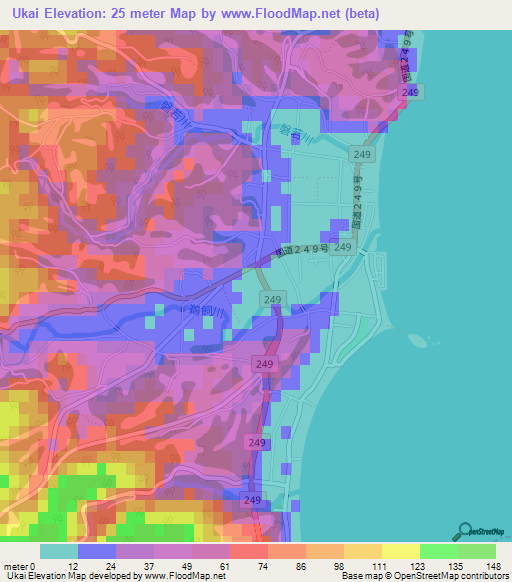 Ukai,Japan Elevation Map