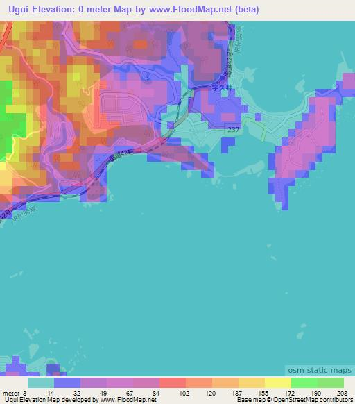 Ugui,Japan Elevation Map