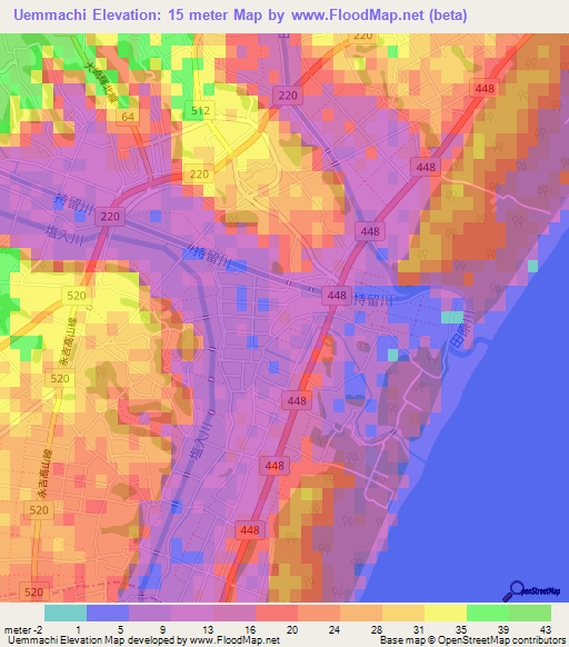 Uemmachi,Japan Elevation Map