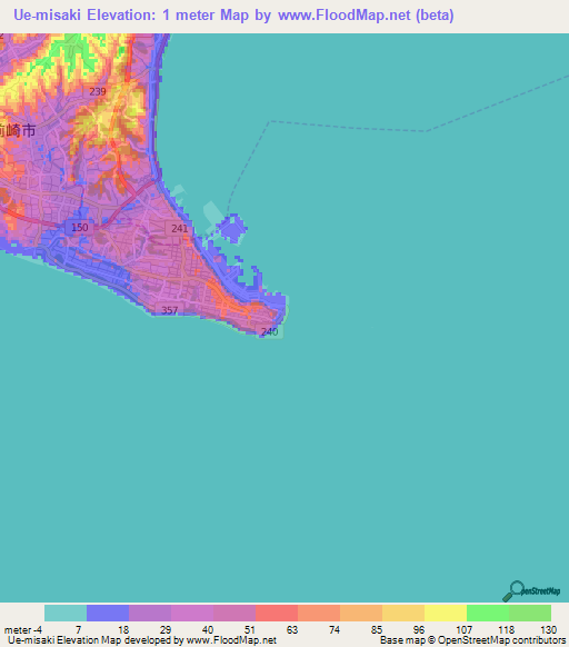 Ue-misaki,Japan Elevation Map