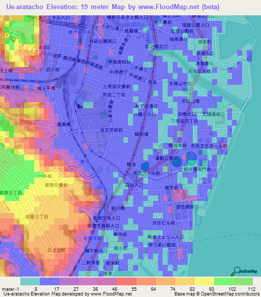 Ue-aratacho,Japan Elevation Map