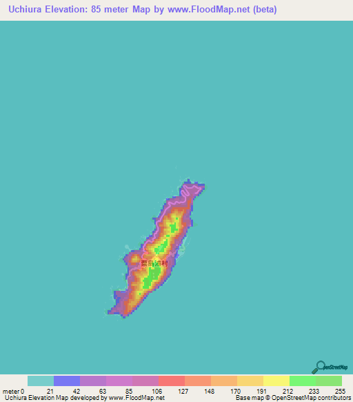 Uchiura,Japan Elevation Map