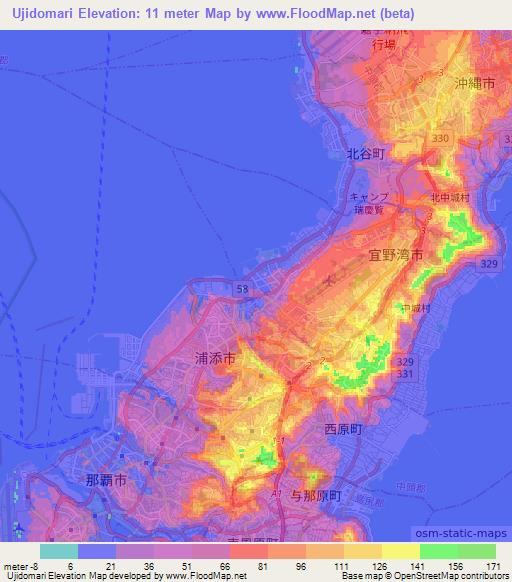 Ujidomari,Japan Elevation Map