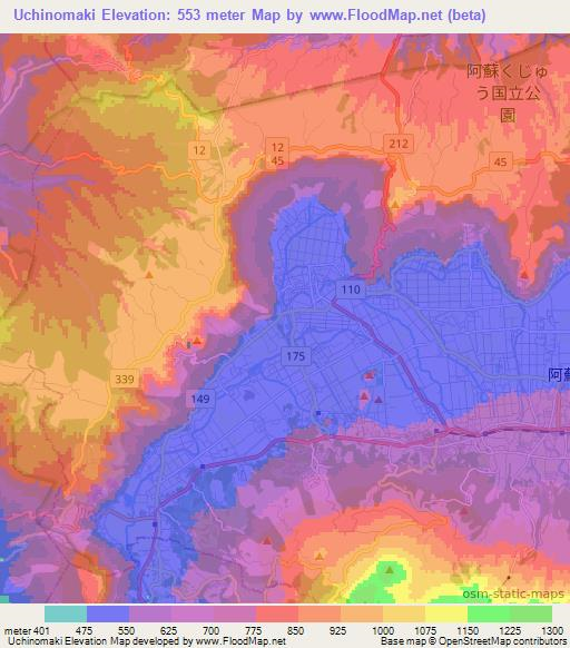 Uchinomaki,Japan Elevation Map
