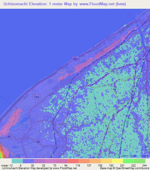 Uchinomachi,Japan Elevation Map