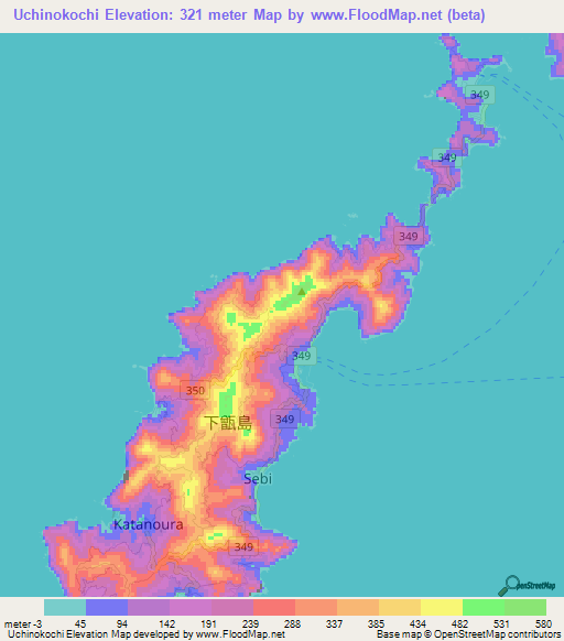 Uchinokochi,Japan Elevation Map